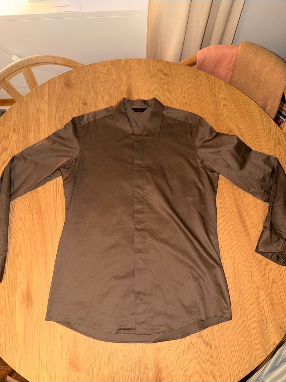 Ermenegildo Zegna Brown Long-Sleeve Dress Shirt